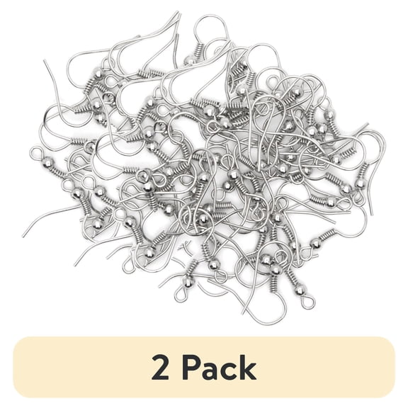 (2 pack) Cousin Metal Fishhook Earwires, Silver, 136 Piece