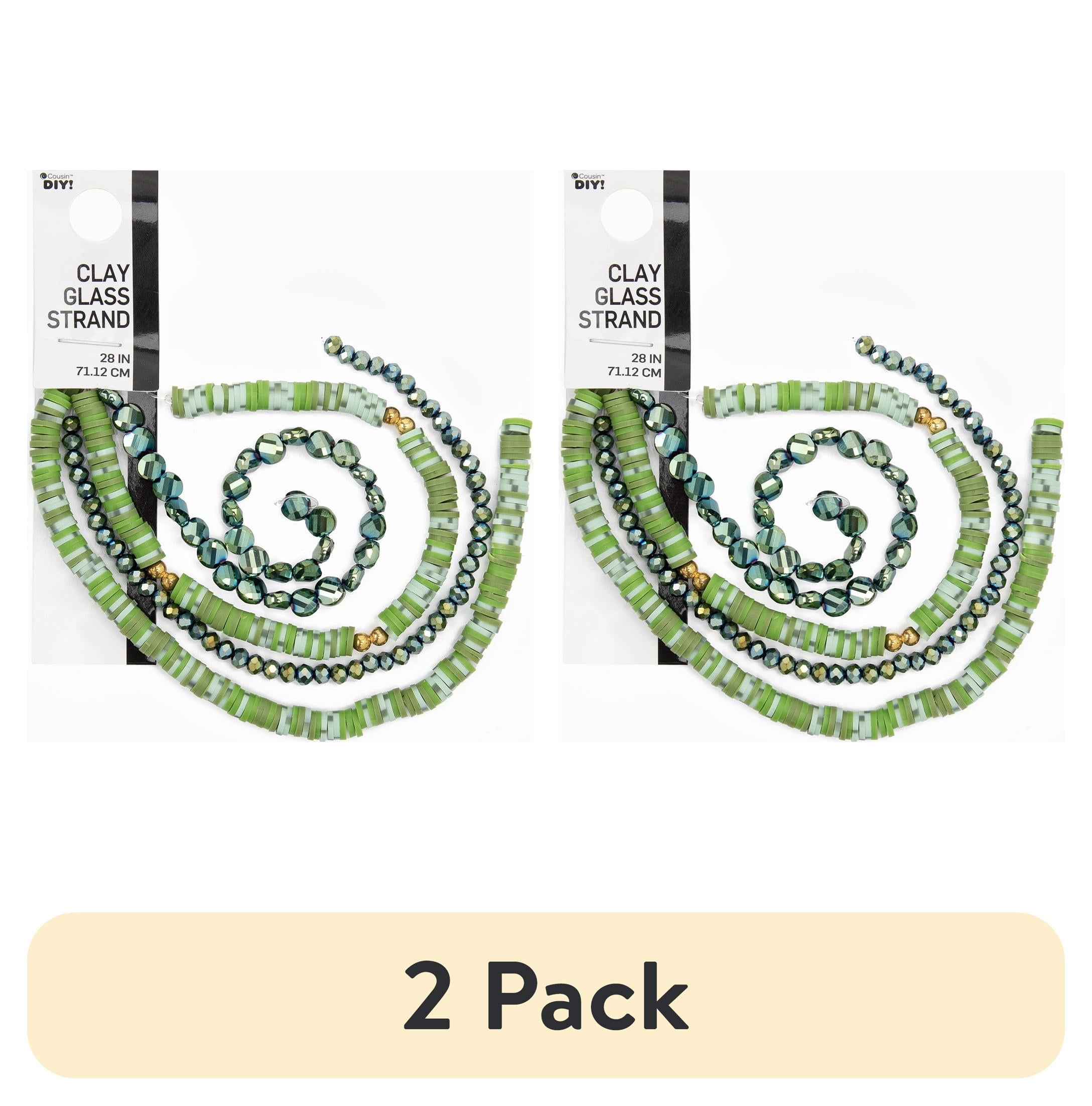 (2 pack) Cousin DIY 4-Strand Olive/Sage Heishi, Ernite Glass Rondelle and Coin Beads, 7 in/Strand, Adult