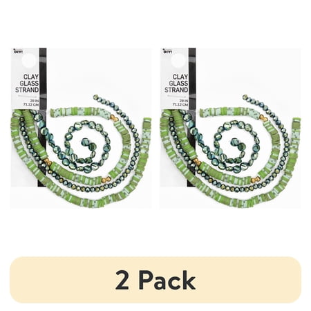 (2 pack) Cousin DIY 4-Strand Olive/Sage Heishi, Ernite Glass Rondelle and Coin Beads, 7 in/Strand, Adult