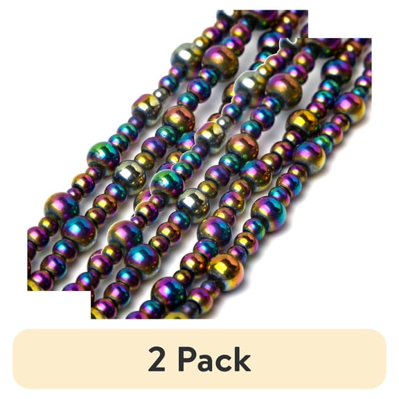 (2 pack) CousinDIY AB Rainbow Round Bead Strand, Unisex for Adults and Teenagers, Model# 63500848, 188 Pieces