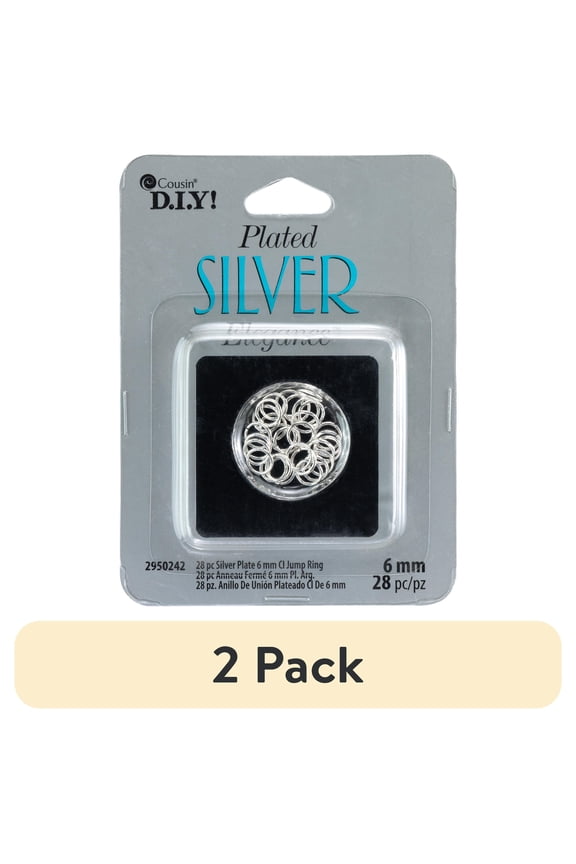 (2 pack) CousinDIY Plated Silver Elegance Metal Findings-Closed Jump Rings 6mm 28/Pkg