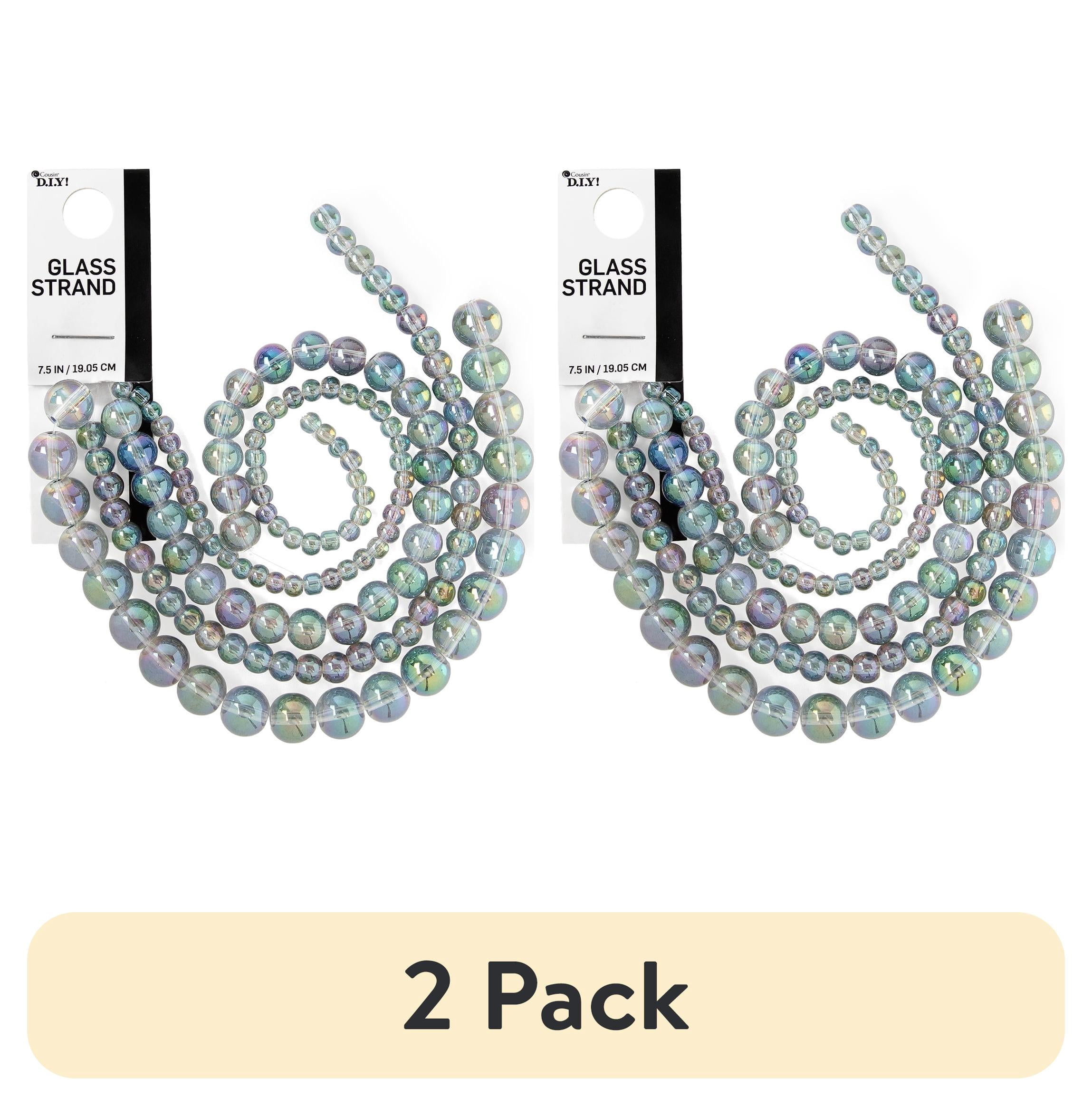 (2 pack) CousinDIY Round Glass Bead Strand in Multi Sizes, 7.5 in/Strand, AB Green, 135 Piece, Model 69992000
