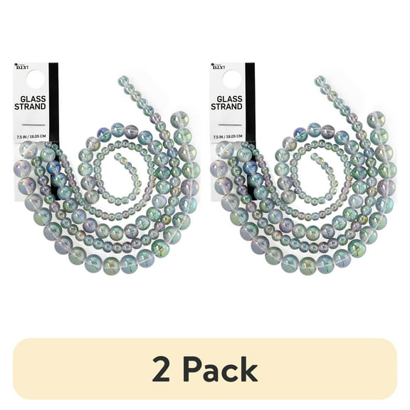 (2 pack) CousinDIY Round Glass Bead Strand in Multi Sizes, 7.5 in/Strand, AB Green, 135 Piece, Model 69992000
