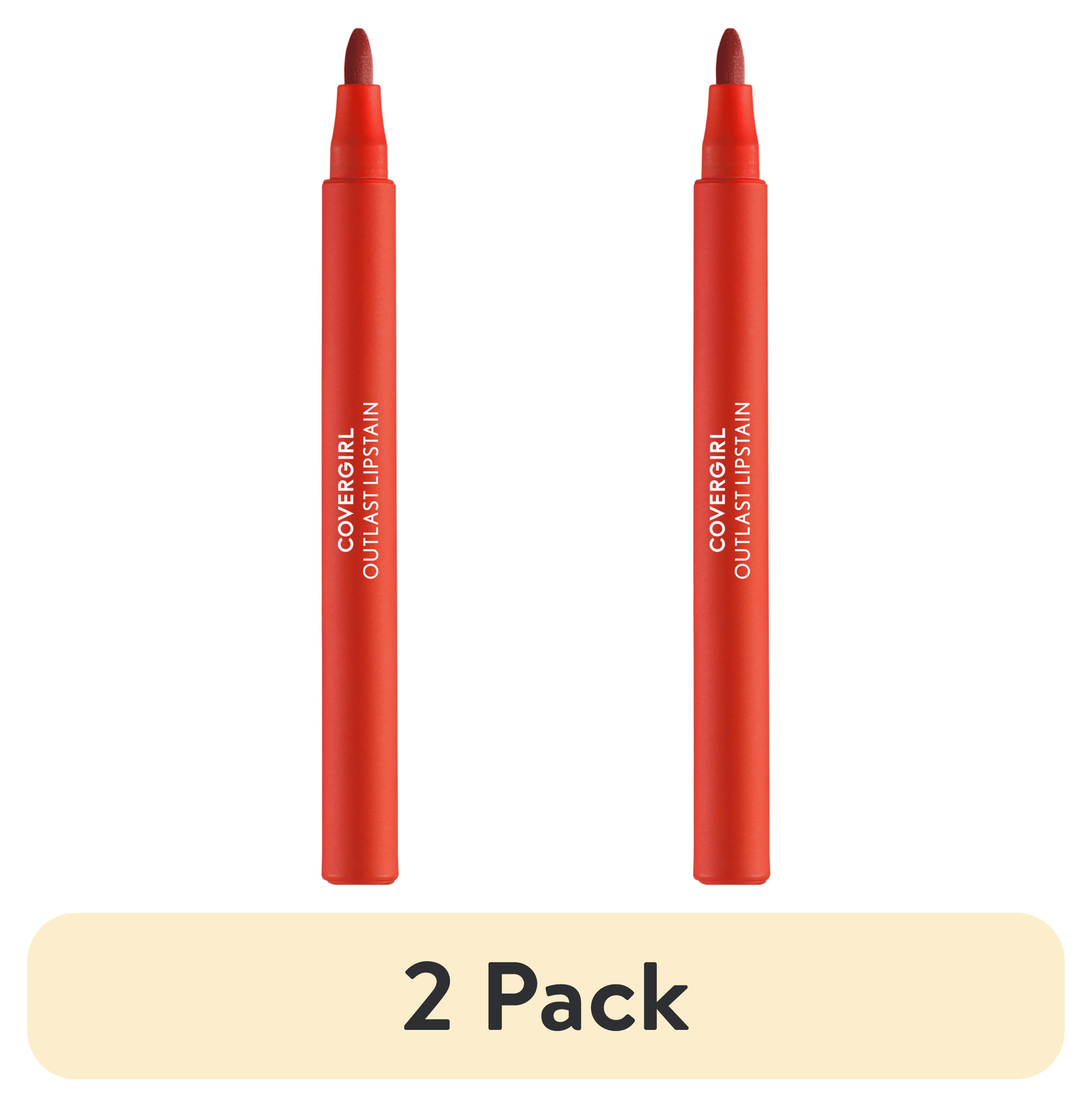 (2 pack) COVERGIRL Outlast Lipstain, 25 Tangelo, Red, 0.05 fl oz