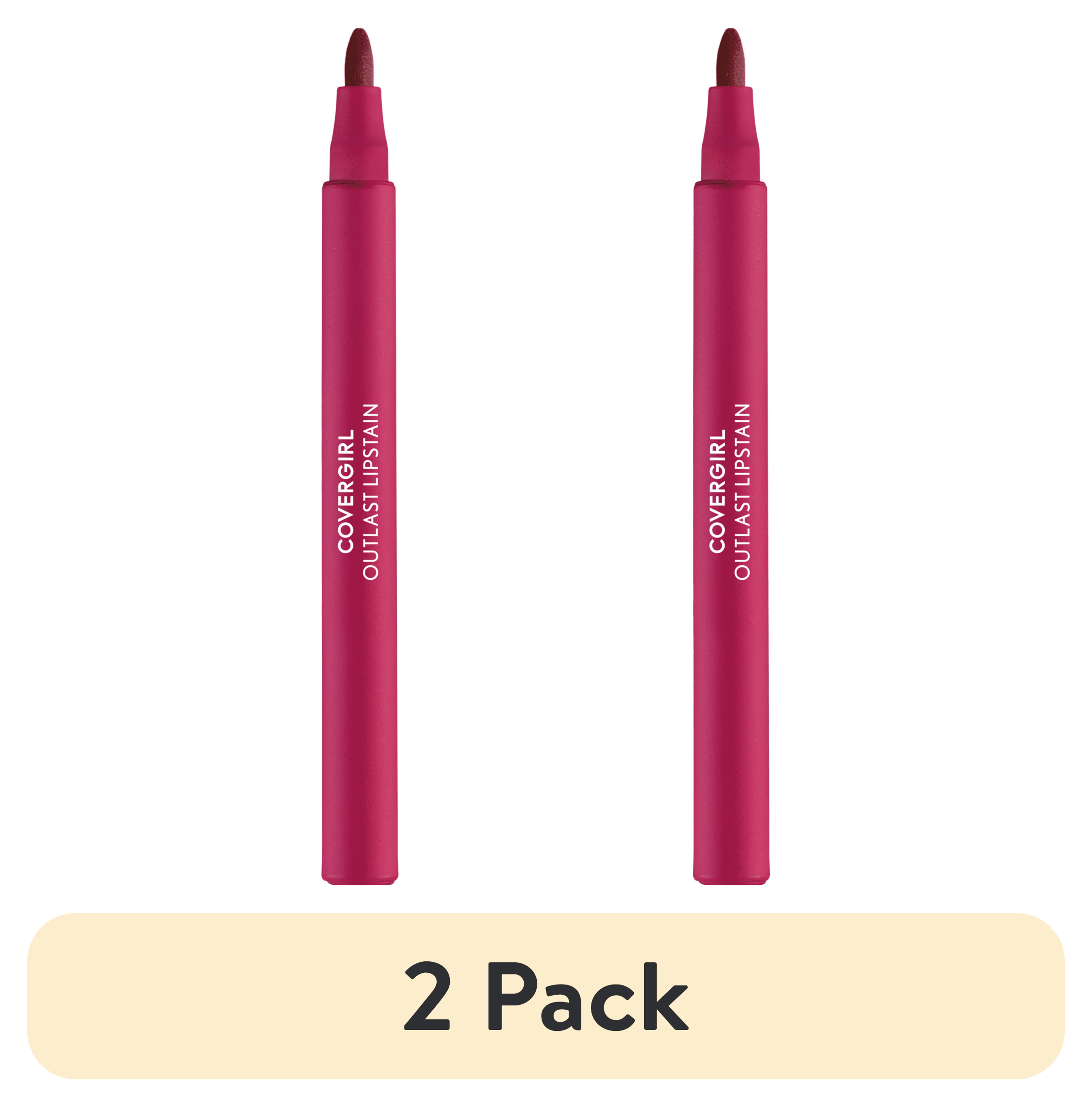 (2 pack) COVERGIRL Outlast Lipstain, 50 Heat Wave, Pink, 0.05 fl oz