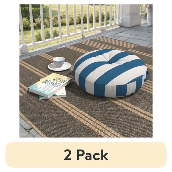 (2 pack) Covers & All Sunbrella Indoor/Outdoor Floor Pillow, 24 Inch Circular Cushion Cover with Insert