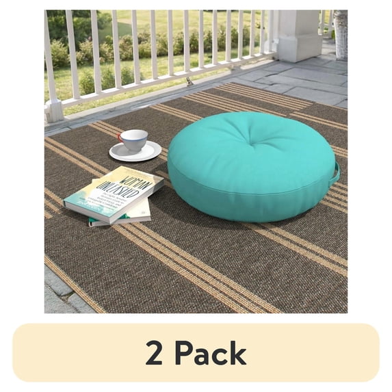 (2 pack) Covers & All Sunbrella Indoor/Outdoor Floor Pillow, 26 Inch Circular Cushion Cover with Insert