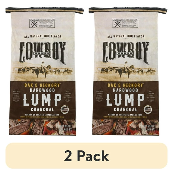 (2 pack) Cowboy 15 Pound Oak & Hickory Lump Charcoal