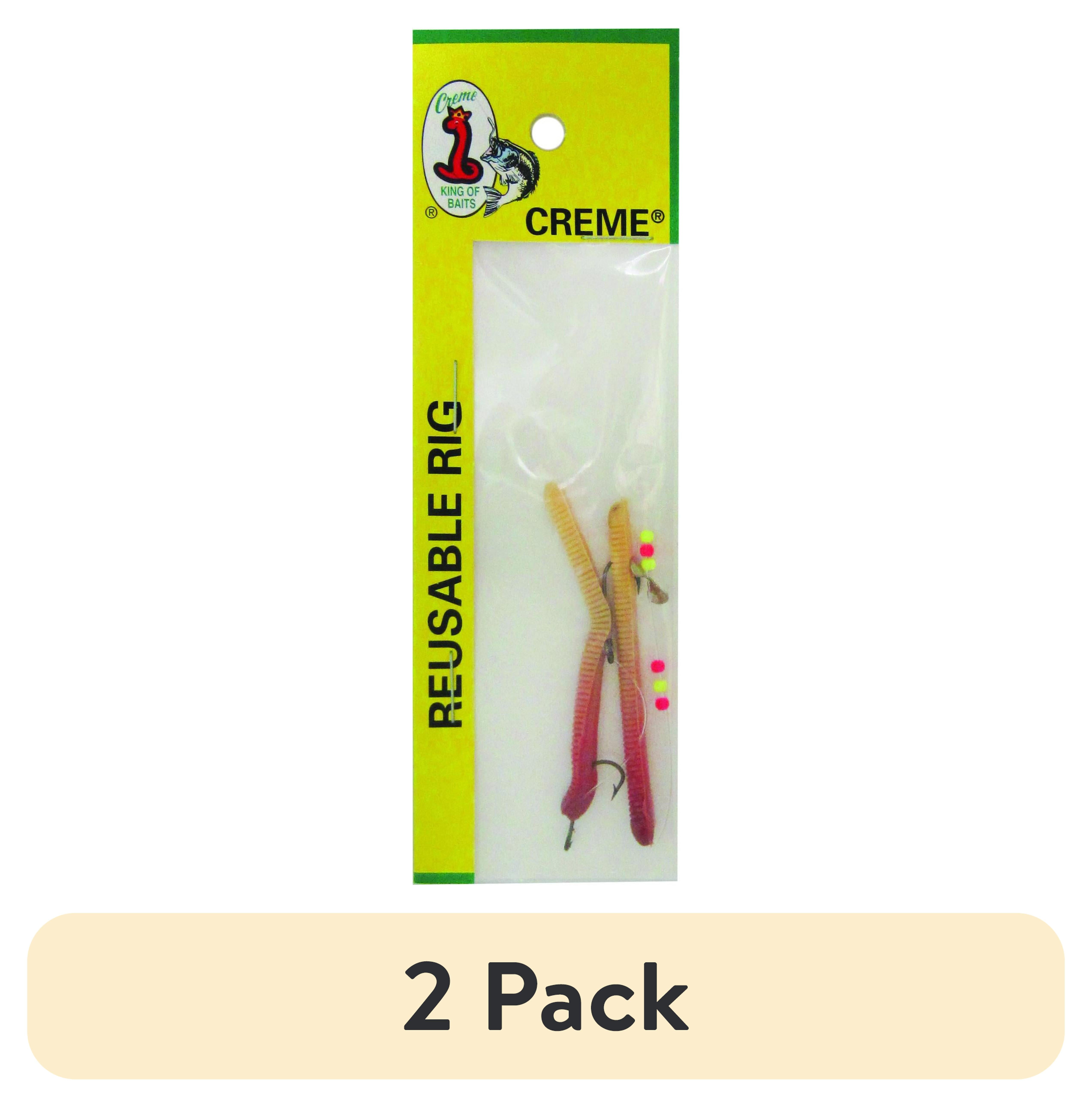 (2 pack) Crème Pre-Rigged Angle Worm Lure, Live Color