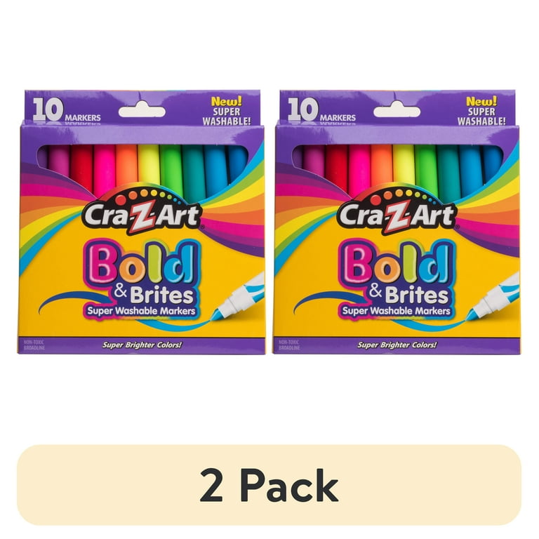 2 pack) Cra-Z-Art Super Washable Bold Brite Art Markers, 10 Count