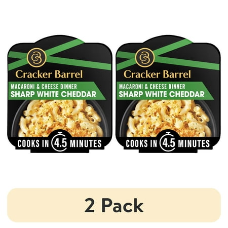 (2 pack) Cracker Barrel Mac and Cheese, 1 Bowl, for Easy Dinner or Dinner Sides, Sharp White Cheddar, No Artificial Flavors or Dyes, 3.8 oz