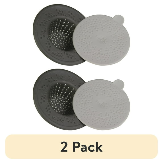 (2 pack) Craft Kitchen Gray Soft Rubber Drain Catch Sink Strainer with Stopper