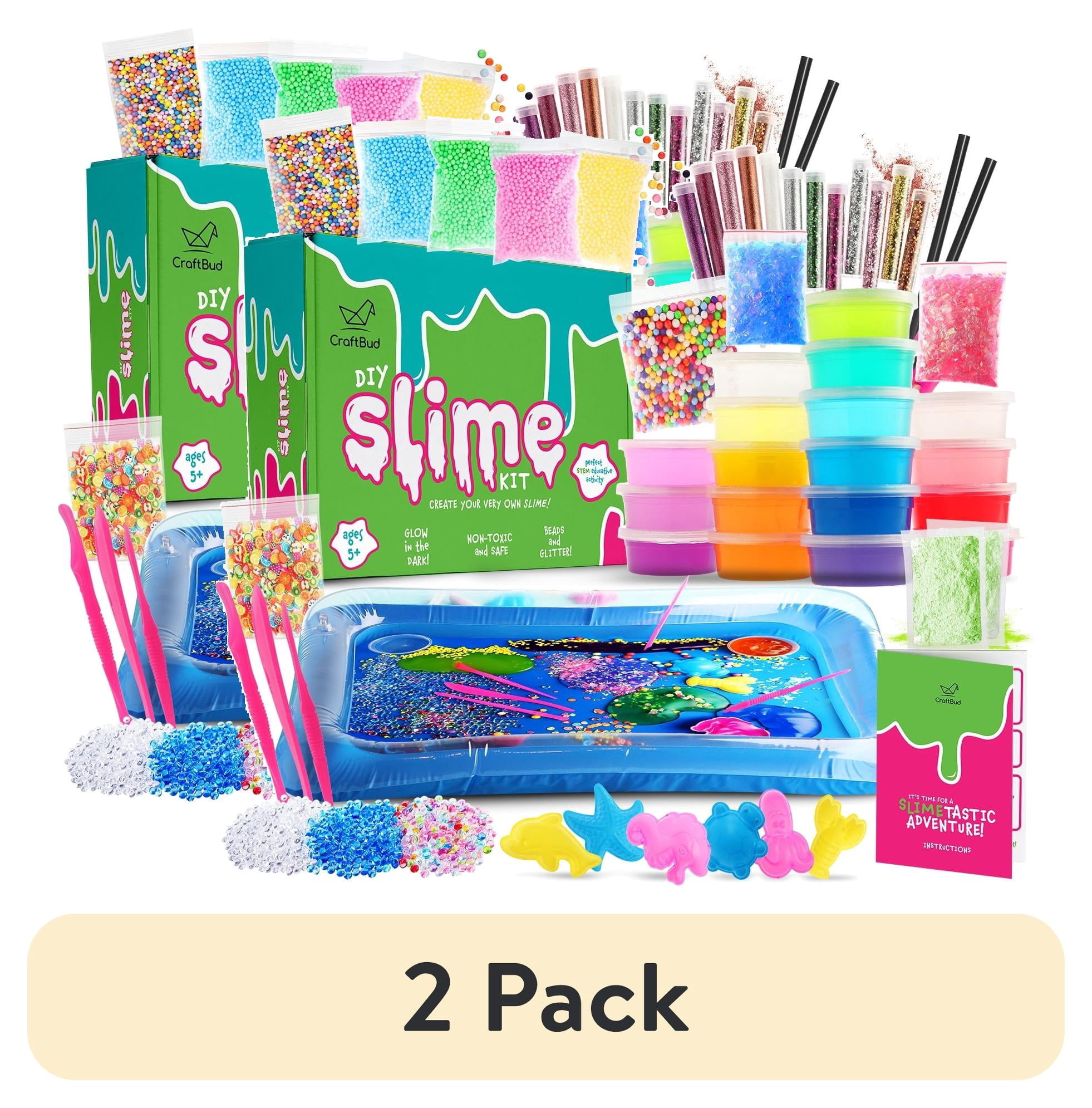 (2 pack) CraftBud Slime Kit for Boys, 18 Color DIY Arts and Crafts for Kids, Glow in the Dark Slime Making Kit, Girl Toys Ages 8 - 11,