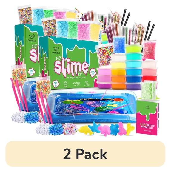 (2 pack) CraftBud Slime Kit for Boys, 18 Color DIY Arts and Crafts for Kids, Glow in the Dark Slime Making Kit, Girl Toys Ages 8 - 11,