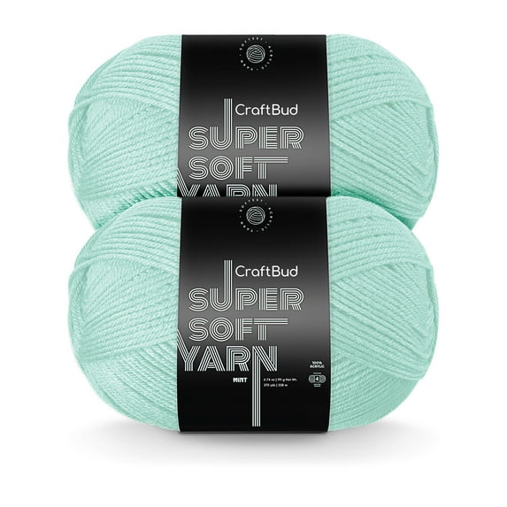 (2 pack) Craftbud Acrylic Yarn For Crocheting And Knitting, (370 Yards) Worsted Medium #4 Crochet Yarn For Beginners, Mint