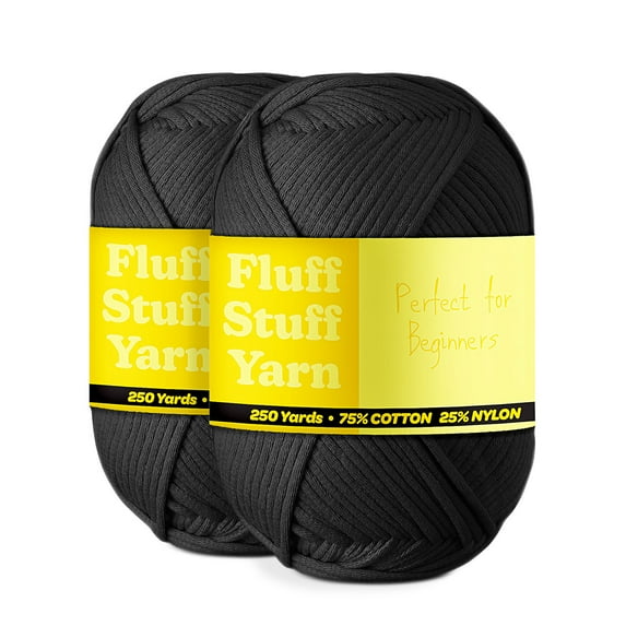 (2 pack) Craftbud Cotton Yarn For Crocheting And Knitting, (250 Yards) Worsted Medium #4 Crochet Yarn For Beginners, Black