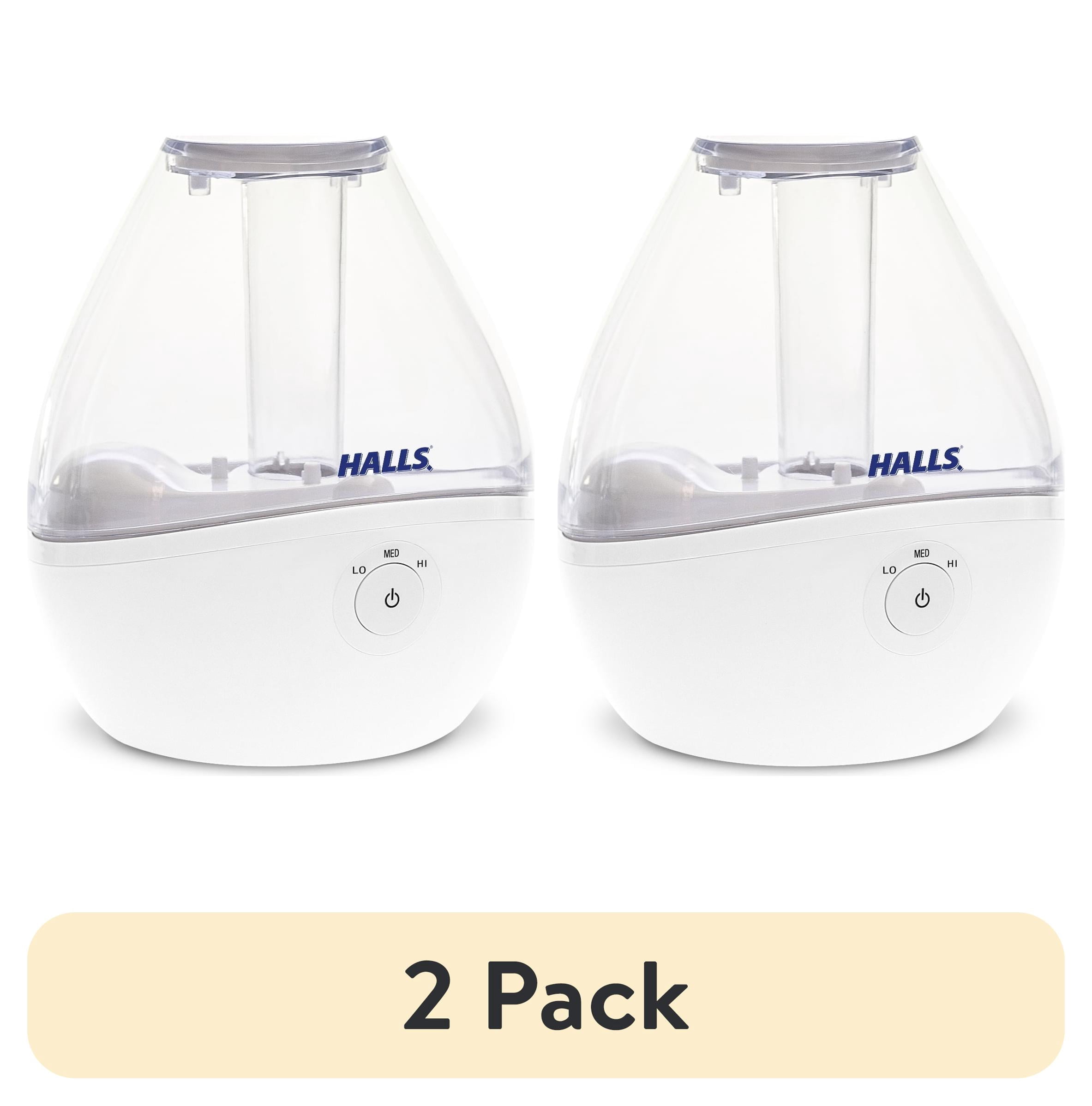 (2 pack) Crane x HALLS® Droplet Cool Mist Humidifier, 0.5 GAL, Clear/White