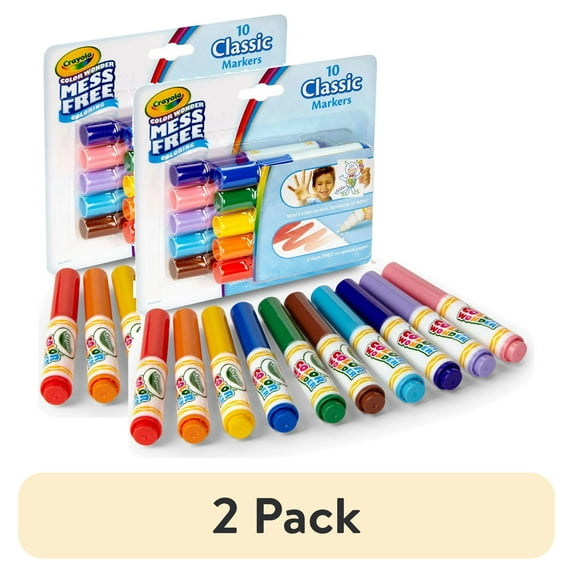 (2 pack) Crayola Color Wonder Mini Markers, 10 Ct, Classic Colors, Toddler Art Supplies, Travel Activity, Coloring Gift for Kids, 3+