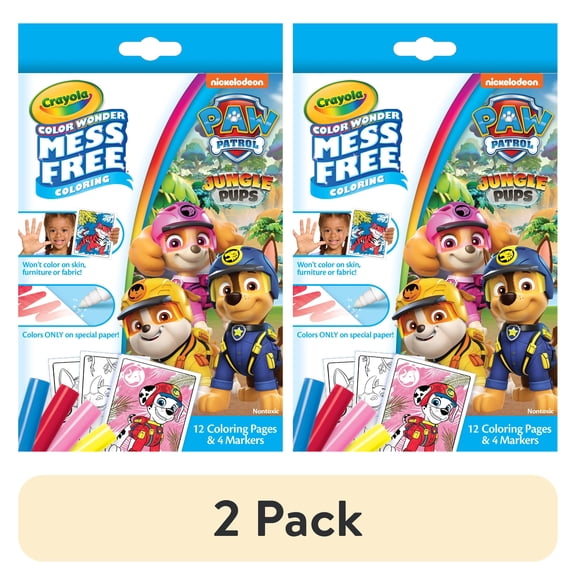(2 pack) (2 pack) Crayola Color Wonder Paw Patrol Mini Box Set, 12 Coloring Pages & 4 Mess Free Markers, Gifts for Toddlers 3+