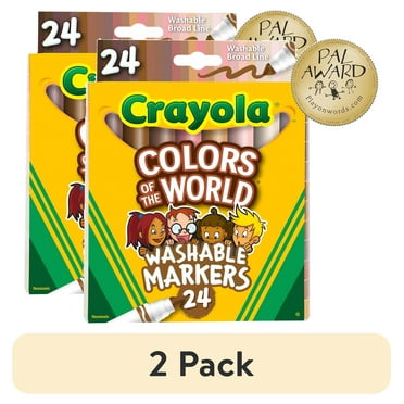 (2 pack) Crayola Colors of the World Art Markers, 24 Ct, Kids Stocking Stuffers, Holiday Arts & Crafts Supplies, Teacher Gift