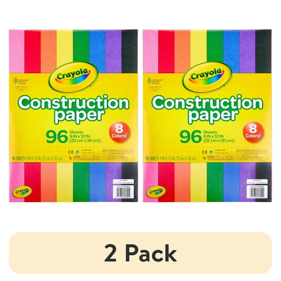(2 pack) Crayola Construction Paper, 8 Primary Colors, Beginner Child, 96 Pieces