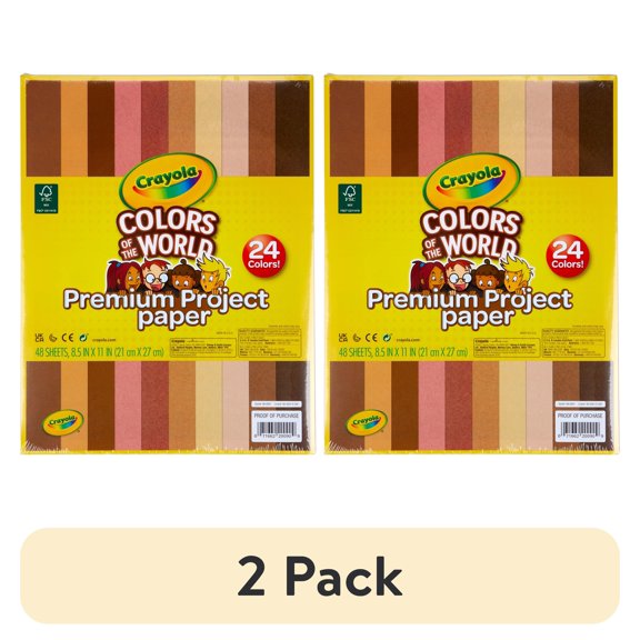 Crayola Construction Paper in Colors of the World, 8.5” x 11”, 24 Colors, Craft Supplies, 48 Pgs, Child