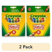 2 pack 2 pack Jumbo Crayola Crayons, Jumbo Size, 0.56" x 5", 8 Assorted Colors, 8/Box