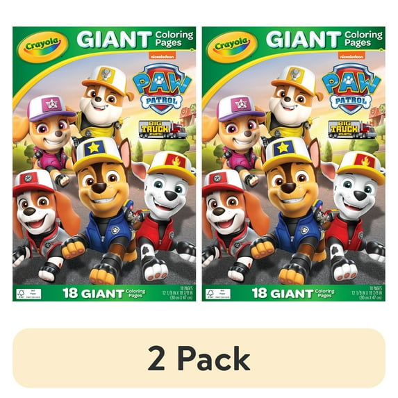 (2 pack) Crayola Paw Patrol Giant Coloring Book Pages, 18 Coloring Pages, Gifts for Kids, Ages 3+