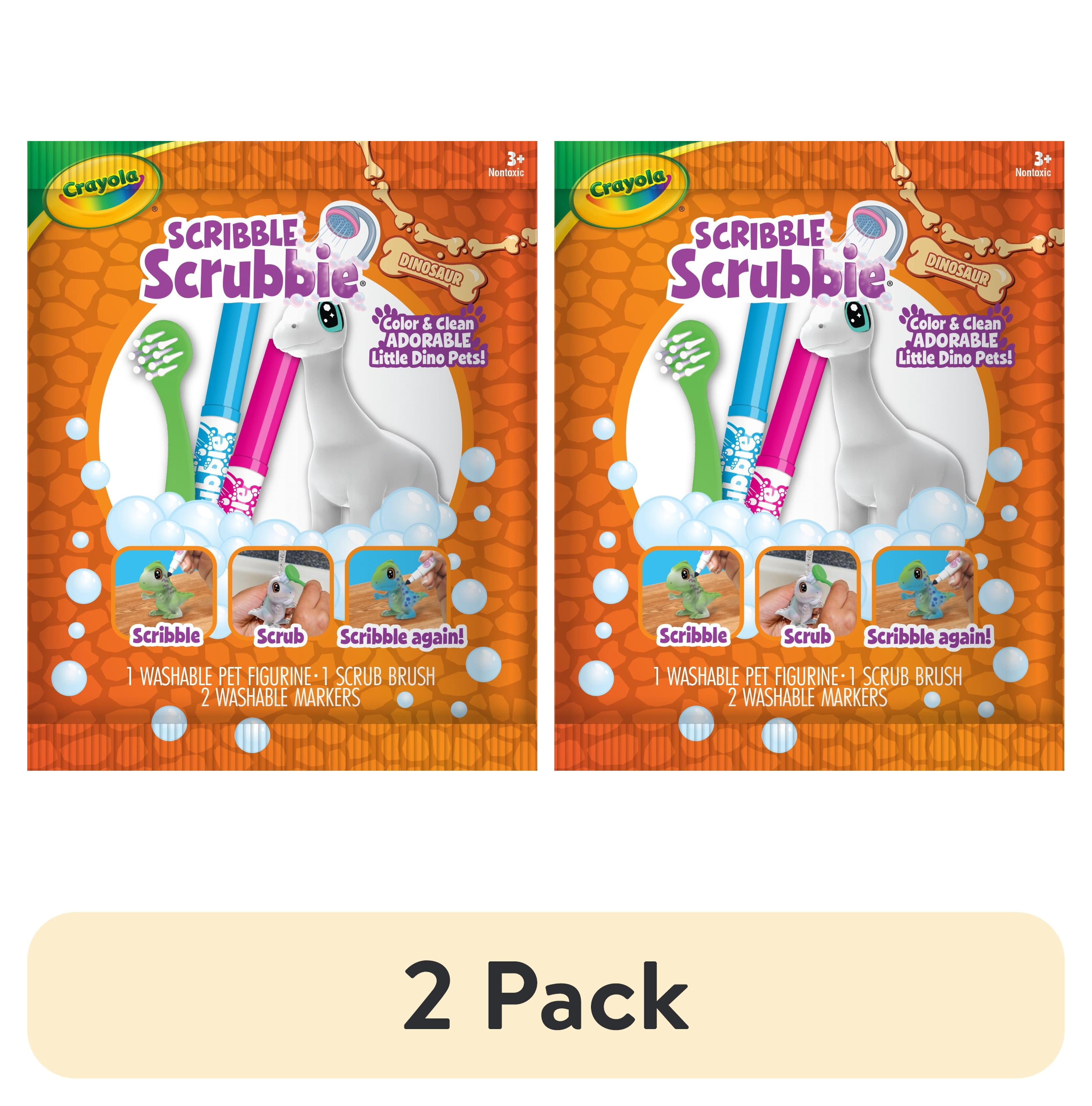 (2 pack) Crayola Scribble Scrubbie Dino Pets, 1 Ct, Dinosaur Animal Toys with Markers, Craft Kit, Coloring Gift for Kids, Ages 3+