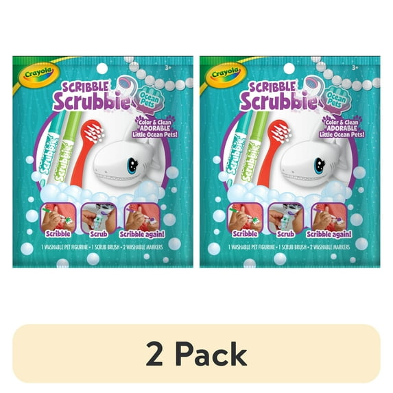 (2 pack) Crayola Scribble Scrubbie Pets, 1 Ct, Easter Basket Essentials, Mystery Ocean Animal Toys with Markers, Coloring Easter Gift for Kids, Ages 3+