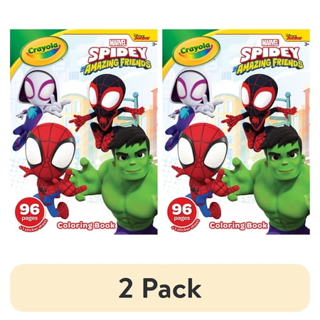 (2 pack) Crayola Spidey and His Amazing Friends Coloring Book with Stickers, 96 Pgs, Easter Activity, Arts & Crafts, Easter Basket Stuffer, Gift for Kids, Ages 3+