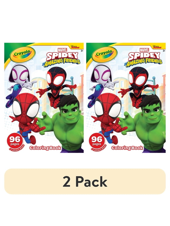 (2 pack) (2 pack) Crayola Spidey and His Amazing Friends Coloring Book with Stickers, 96 Pgs, Easter Activity, Arts & Crafts, Easter Basket Stuffer, Gift for Kids, Ages 3+
