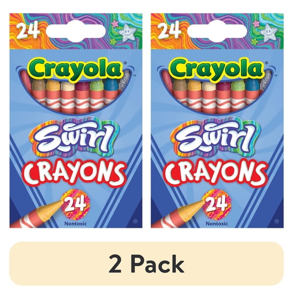 (2 pack) Crayola Swirl Crayons, 24 Ct, Multicolor Crayons, Easter Basket Essentials, Cute School Supplies, Easter Gift for Kids, Ages 3+