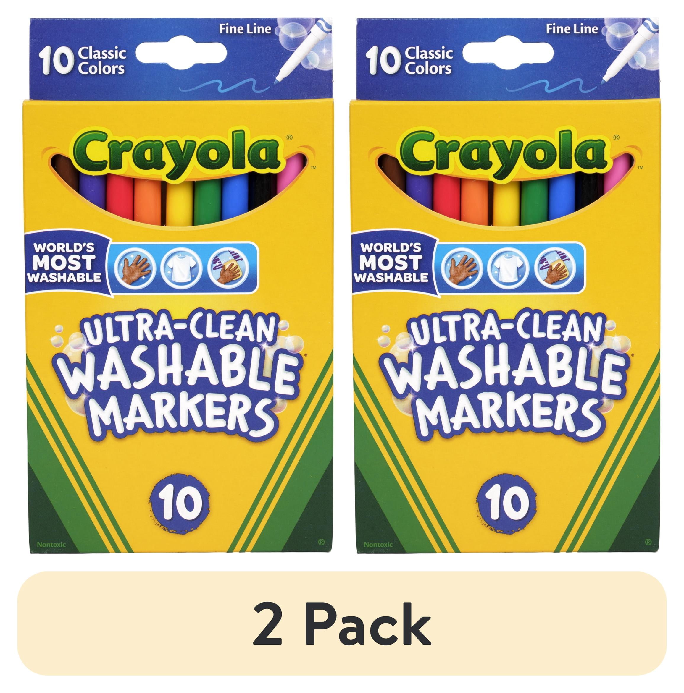 (2 pack) Crayola Ultra-Clean Washable Markers, Fine Line, 10 Ct, School Supplies for Kids and Teachers, Classroom Must Have, Gifts
