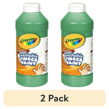 (2 pack) Washable Fingerpaint, 16 Oz Bottle, Green