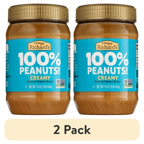 (2 pack) Crazy Richard's All-Natural Creamy Peanut Butter, 16 oz