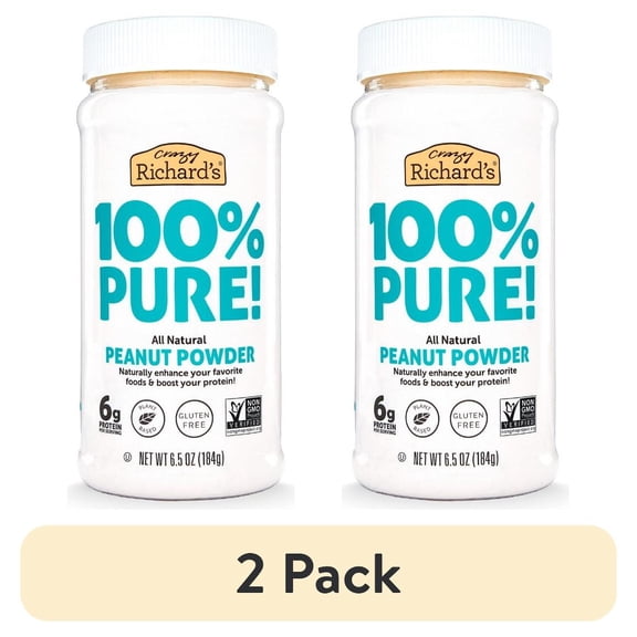 (2 pack) Crazy Richard's High Protein Peanut Butter Powder, 6.5oz Jar