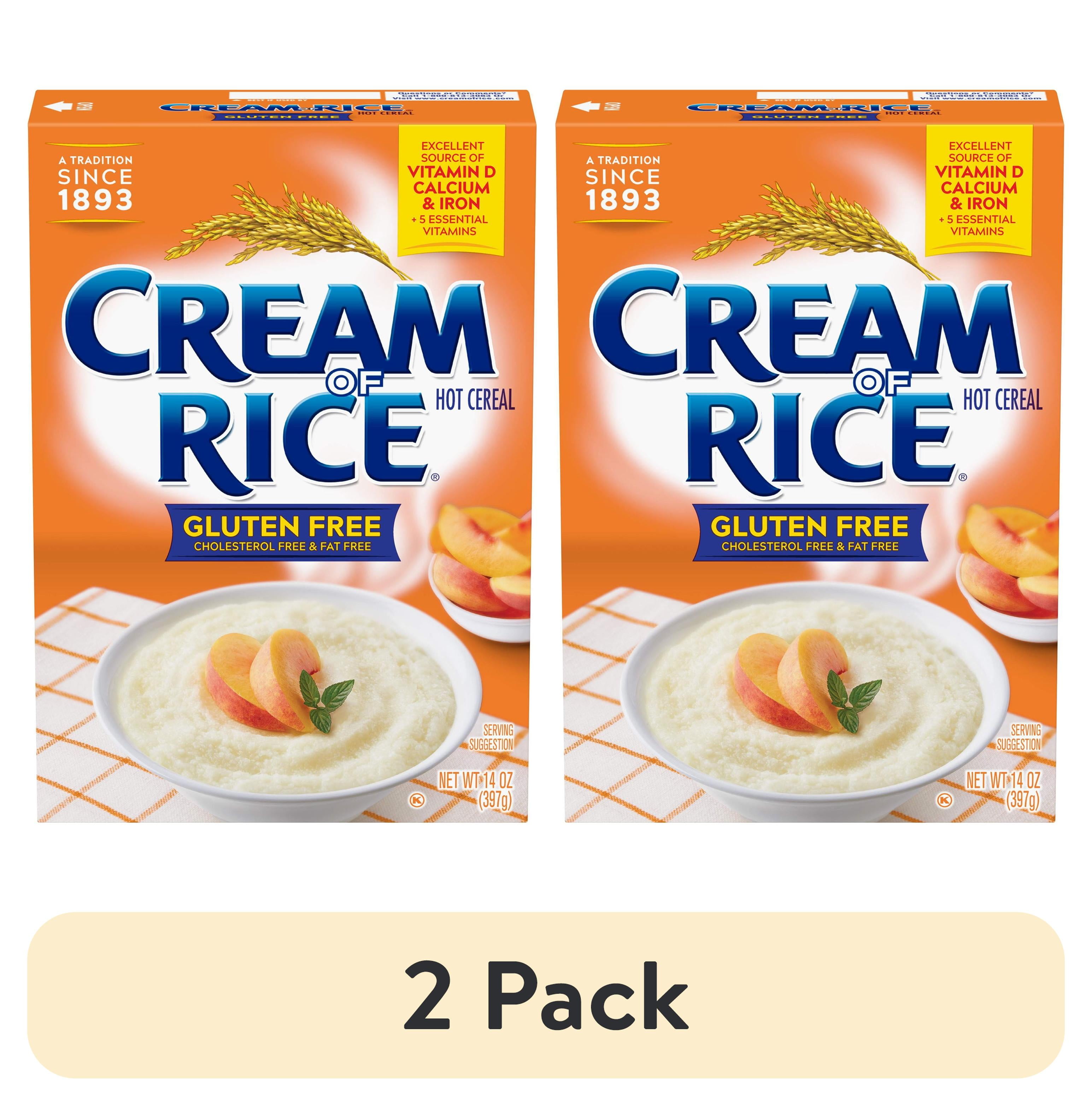 (2 pack) Cream of Rice Gluten Free Hot Cereal, 2.5 Minute, Kosher, Shelf-Stable, 14 oz Box
