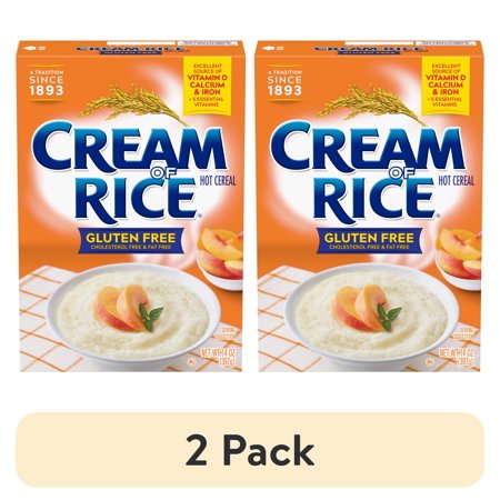 (2 pack) Cream of Rice Gluten Free Hot Cereal, 2.5 Minute, Kosher, Shelf-Stable, 14 oz Box