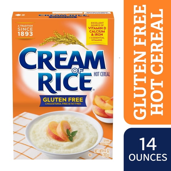 (2 pack) Cream of Rice Gluten Free Hot Cereal, 2.5 Minute, Kosher, Shelf-Stable, 14 oz Box