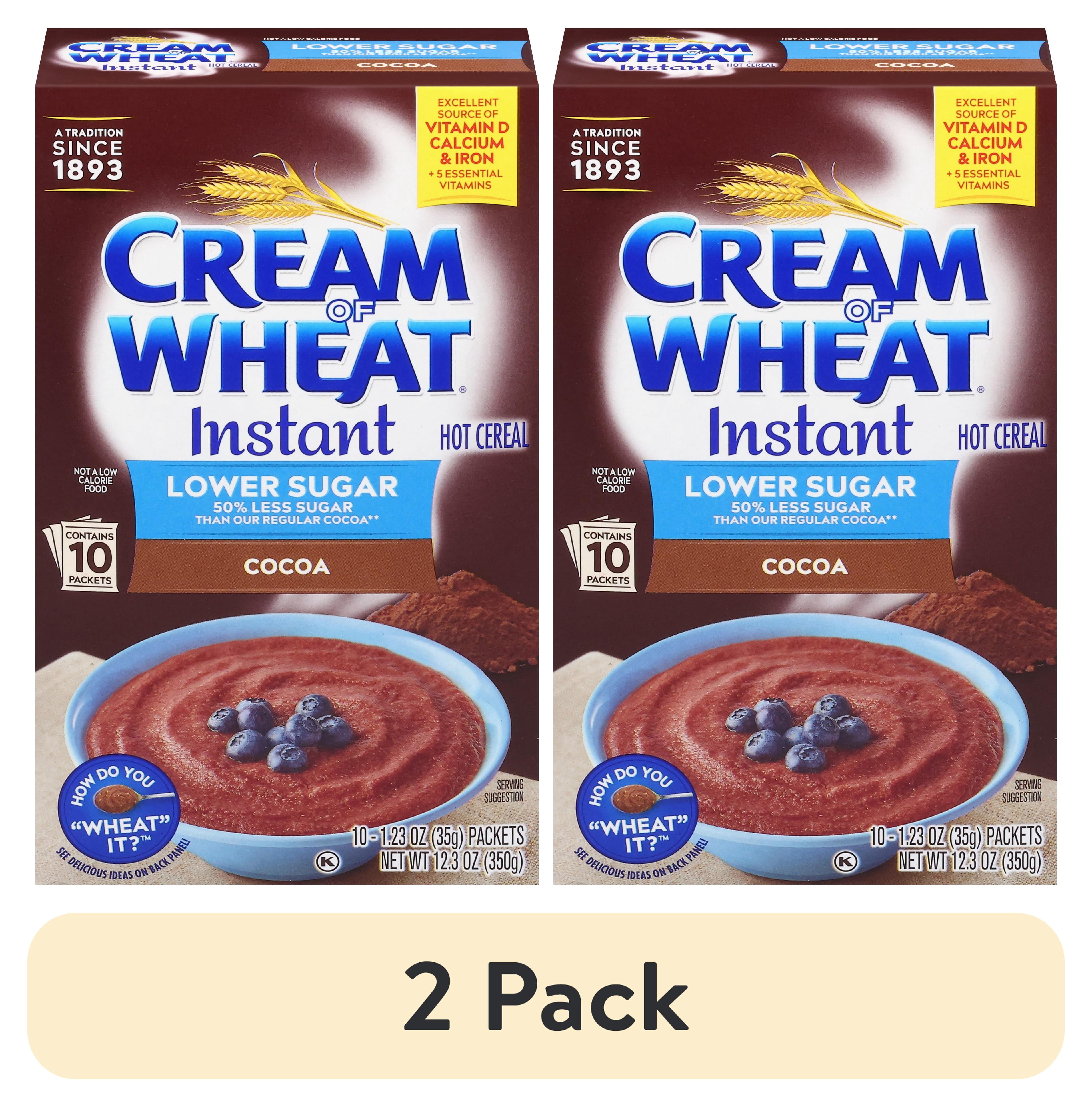 (2 pack) Cream of Wheat, Instant Hot Cereal, Cocoa Flavor, 10-1.23 oz Packets Shelf Stable Cardboard Box
