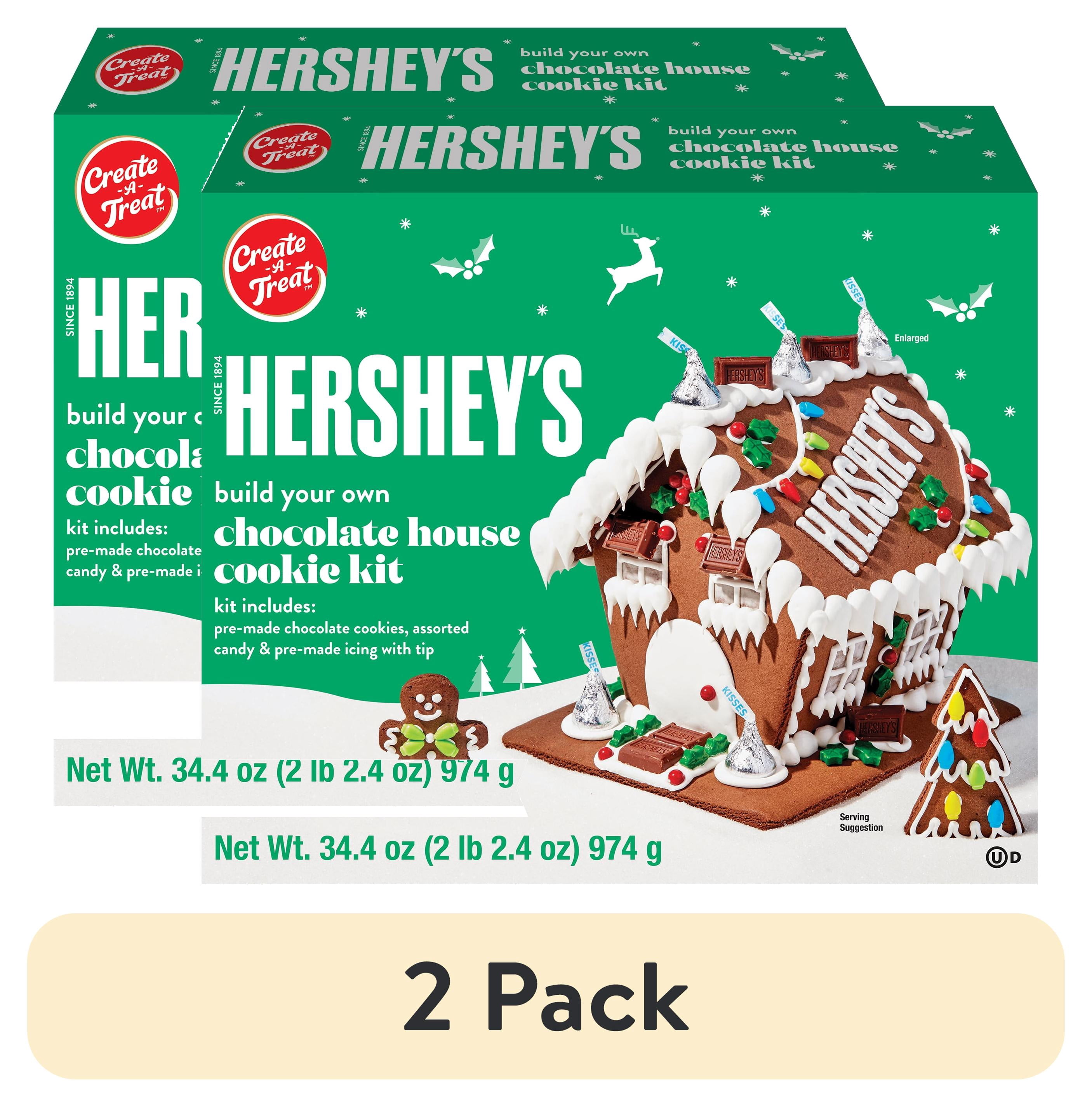 (2 pack) Create A Treat Hershey’s Large Cookie House Kit, 34.4 oz  (Baked, Decorating Kit)