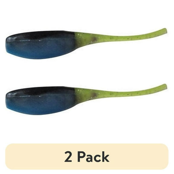 (2 pack) Creme 2" Crappie Shad Lure, Black & Chartreuse, 10 Count