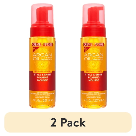 (2 pack) Creme of Nature Argan Oil Style & Shine Foaming Mousse, Curl Defining, 7 fl oz