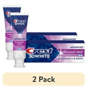 (2 pack) Crest Toothpaste, 3D White Advanced Teeth Whitening Toothpaste, Radiant Mint, 2.4 oz