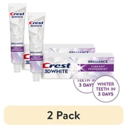 2 pack Crest Toothpaste, 3D White Brilliance Vibrant Peppermint Teeth Whitening Toothpaste, 2.4 oz