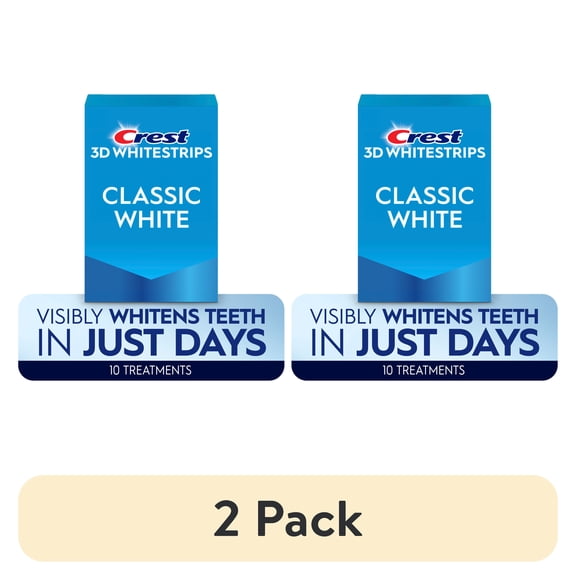 (2 pack) Crest 3DWhitestrips Classic White Teeth Whitening Kit, 10 Count