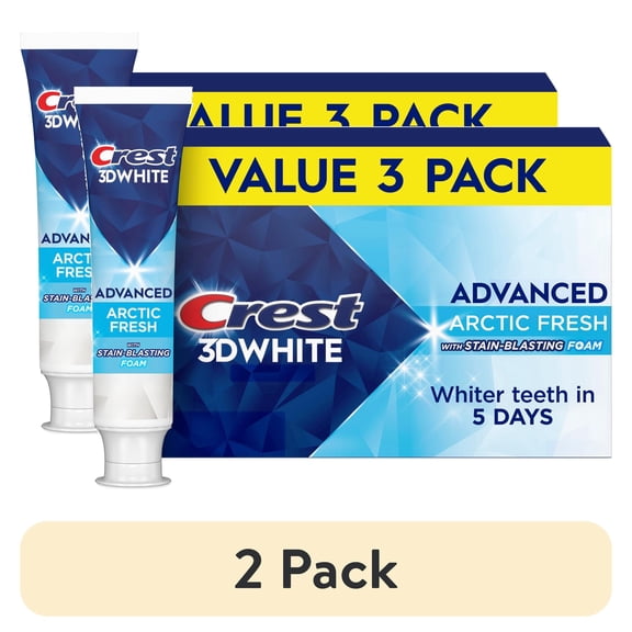 (2 pack) Crest 3DWhite Advanced, Arctic Fresh, 3.3 oz, Pack of 3
