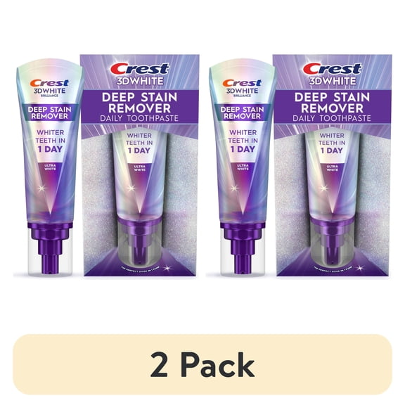 (2 pack) Crest 3D White Brilliance Deep Stain Remover Whitening Toothpaste, Mint, 3.1 oz