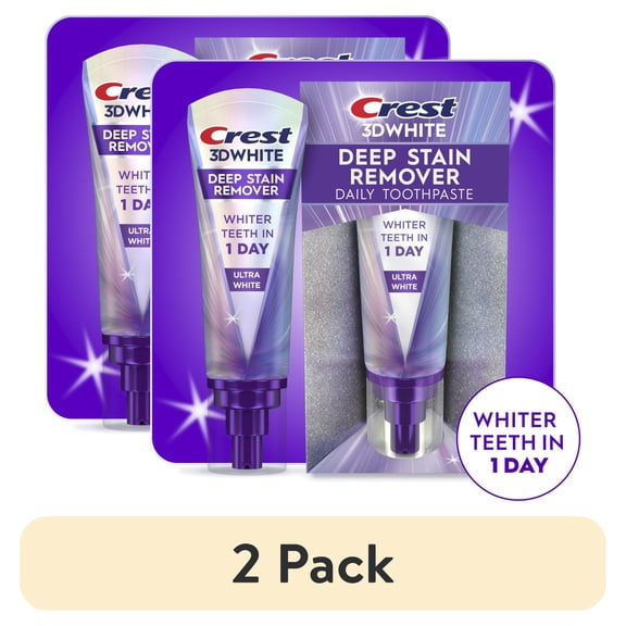 (2 pack) Crest 3D White Brilliance Deep Stain Remover Whitening Toothpaste, Mint, 3.1 oz